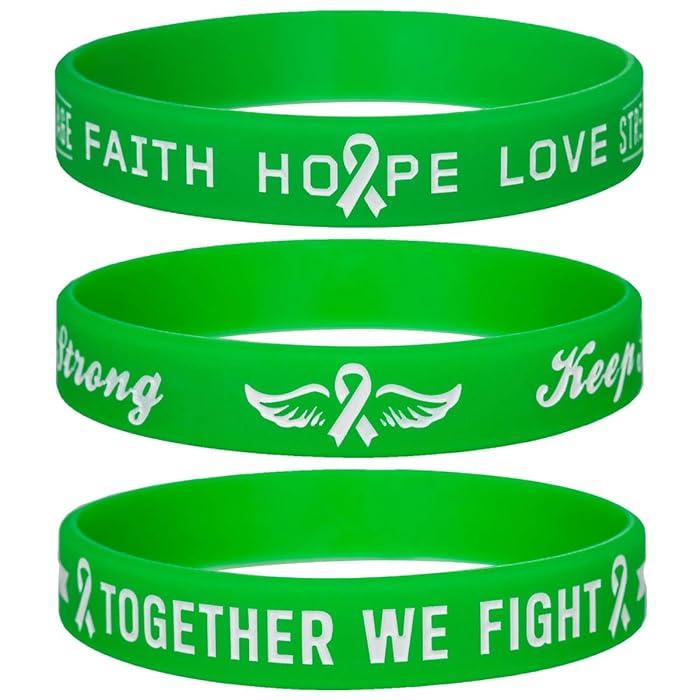 Buy Green Mental Health Awareness Ribbon Silicone Bracelets with