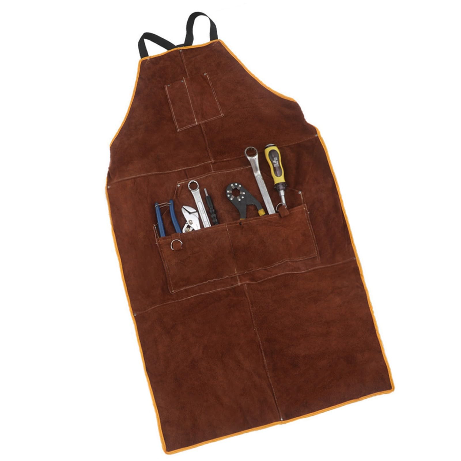Jazuaiao Unisex Protective Leather Smock for Grilling and Welding Includes Accessible Pouches Permanent Easy to Dad Smock