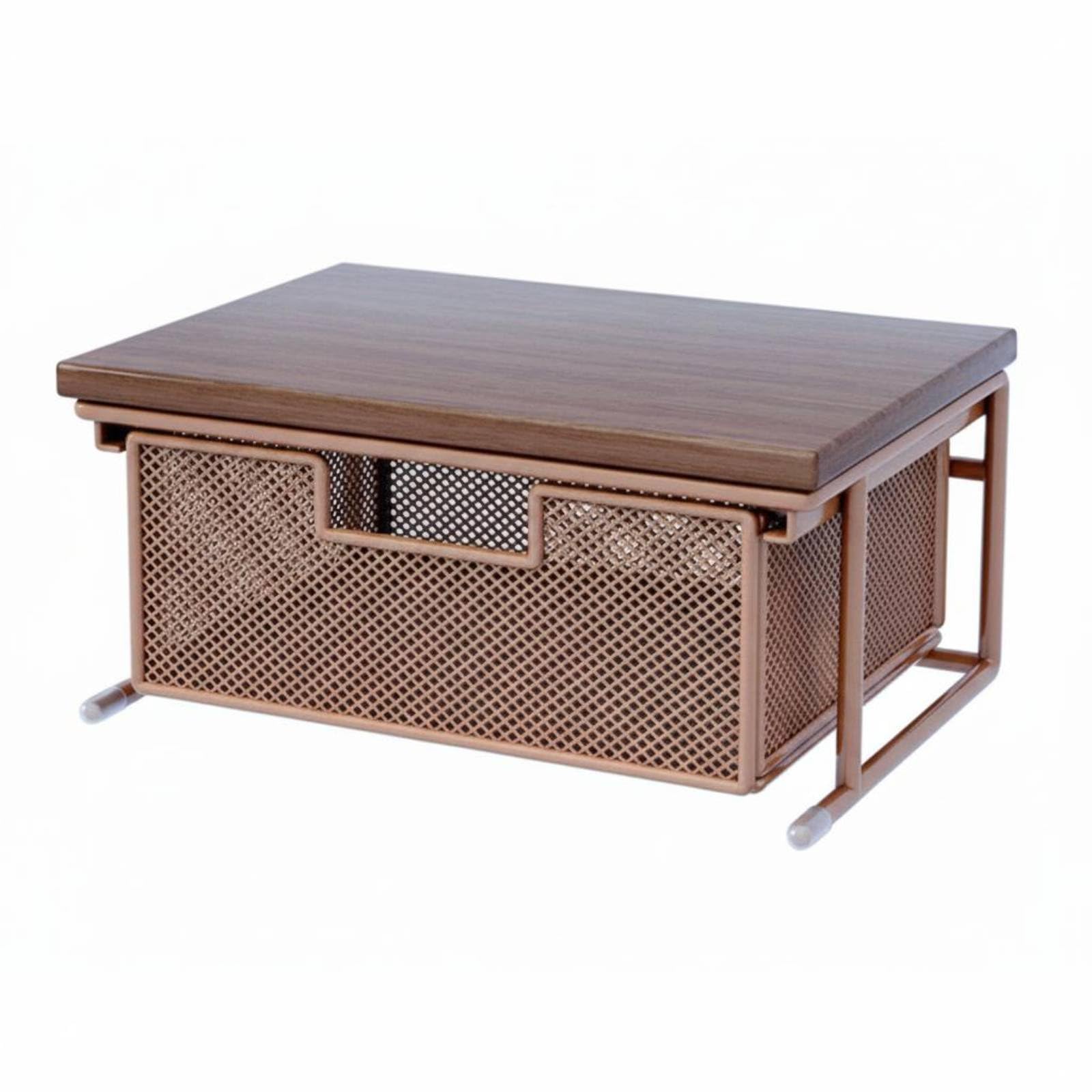 Desktop Druckerregal Druckerständer Ablage Schublade Organizer Metall Holz Schubladenfach zur Trennung von Dateien Papier Und Kleinen Utensilien für , Walnut , Twilight