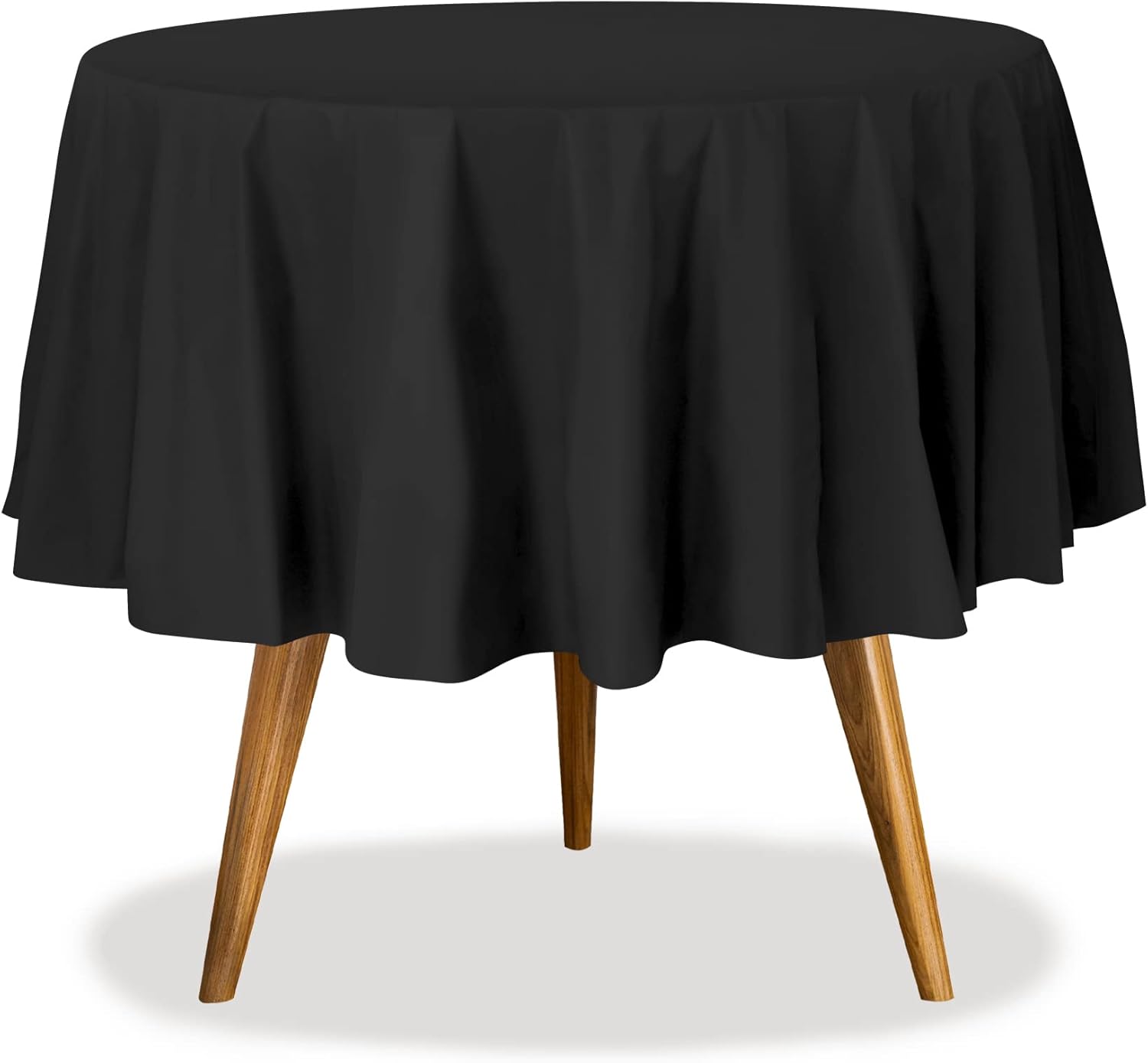 Black disposable round tablecloths, 84-in, 36-pack