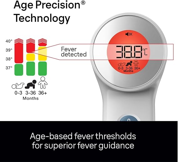 Braun Sensian 7 Forehead non-contact thermometer - Age Precision Technology - 3-in-1 Colour-Coded Digital Display - Baby and Child Friendly - BNT400B