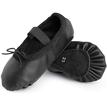 Bezioner Ballet Shoes Leather Ballet Flats Full Sole Dance Slippers for Girls Toddlers Women
