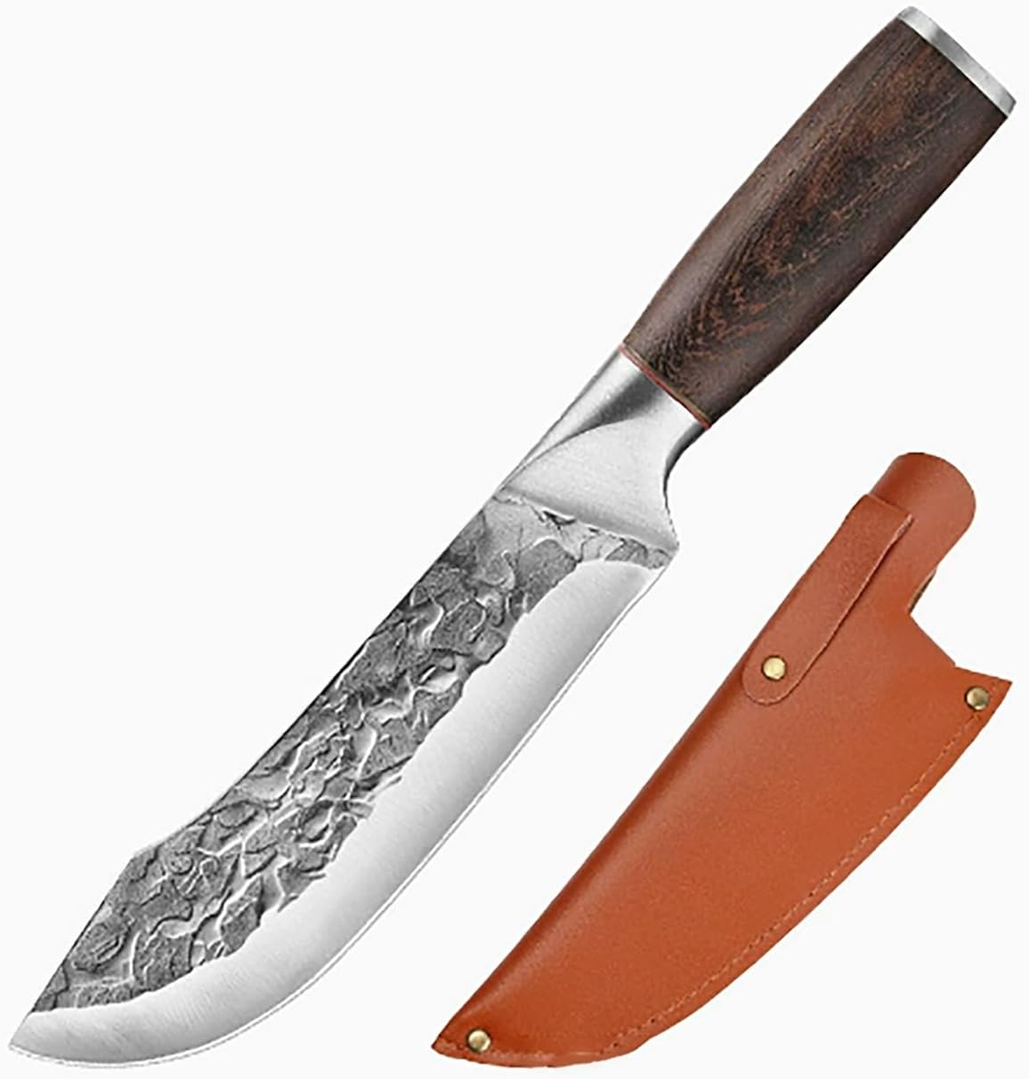 Meat Cleaver,Cleaver Knife 7 Inch Hand Forged Slaughter Boning Knife Kitchen Chef Slicing Meat Bone Butcher Knives Wood Handle With Cover