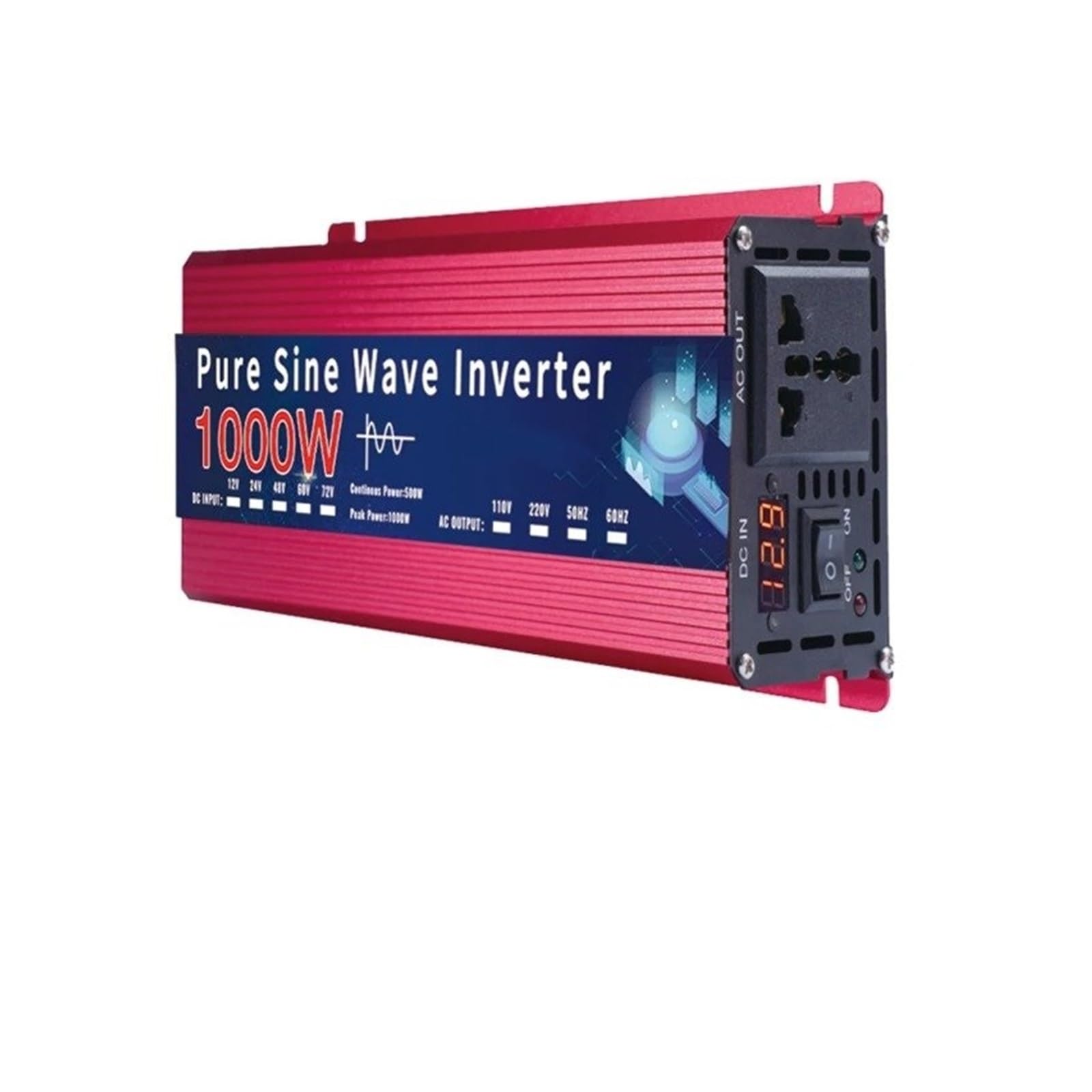 Power Inverter Convertitore Tensione Alimentazione A Onda Sinusoidale Pura 12V 220V 2000W 3000W 4000W DC 12v 24v A AC 220v 110v Per Inverter Solare Auto Convertitore(12V,110V 60HZ,1000W)