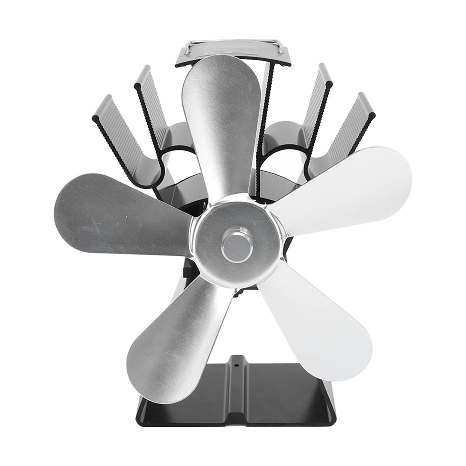 Ventilatore per stufe a legna a 5 pale azionato dal calore, ventilatore per camini con base trapezoidale, ventilatore termoelettrico per stufe a legna e stufe a cherosene, (Argento)