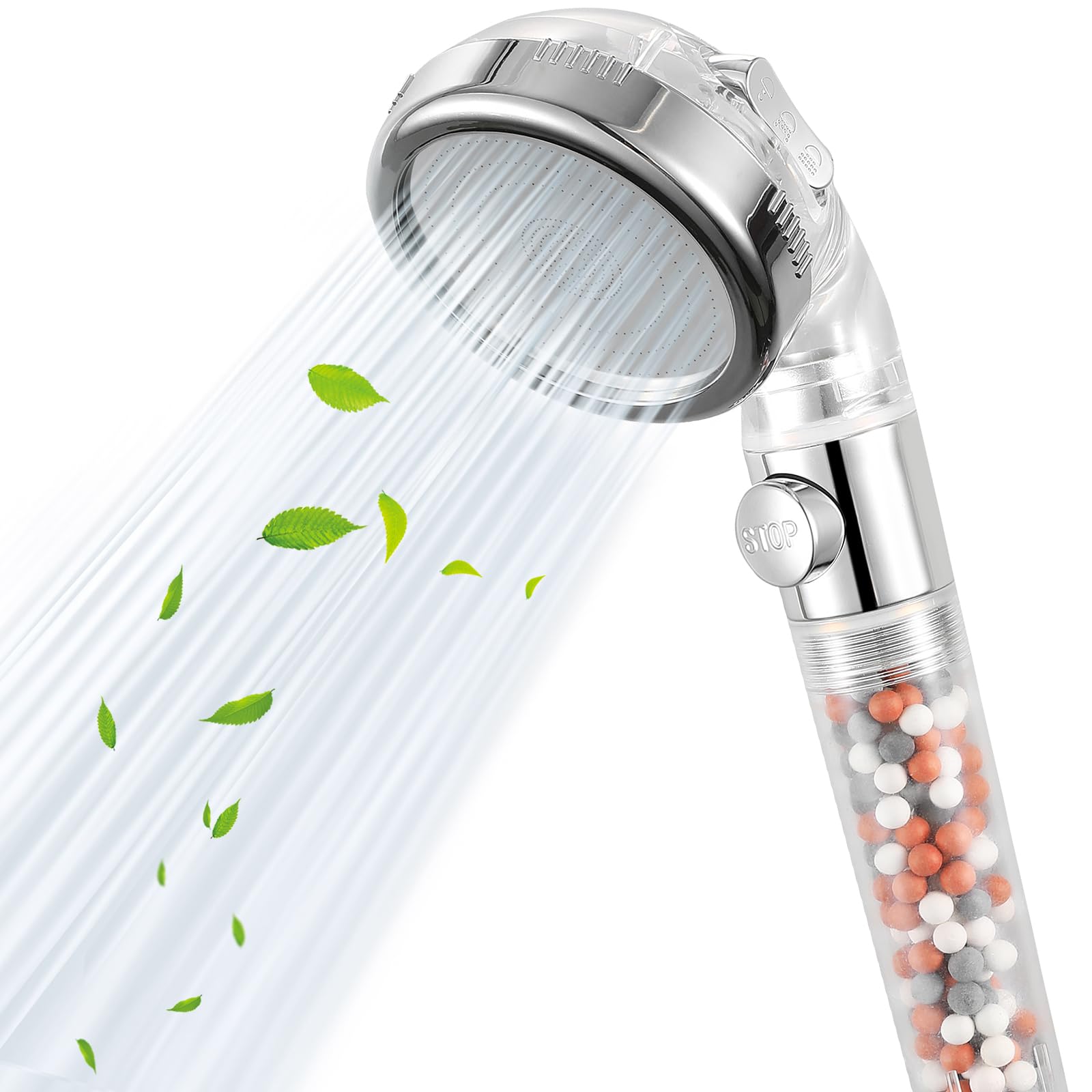 Soffione doccia ionico ad alta pressione, 3 modalità, soffione doccia portatile filtrato, sfera