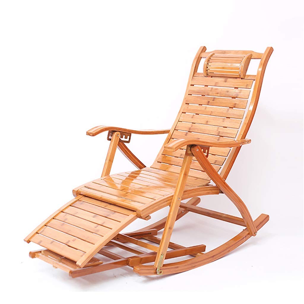Sedia a Dondolo, Sedia a Dondolo in bambù, Sedia da Esterno, reclinabile, Solarium Relax per Giardino o terrazza nella Natura, Sedia a Dondolo, A3,A3