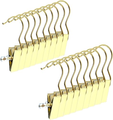 KOOBAY Gancho de botas de 45 pulgadas gancho de metal para trajes clips dorados para guantes zapatos ganchos extensiones de pelo clips paquete de 12