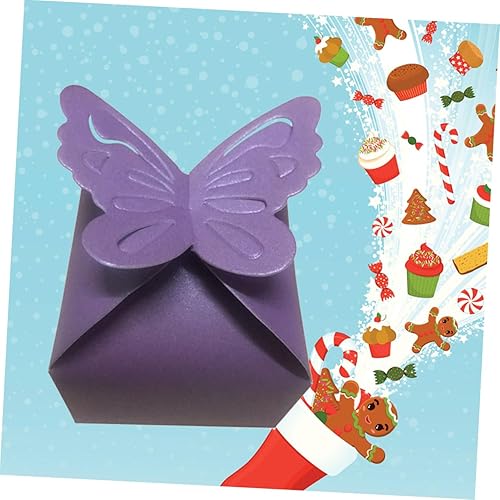 Miniatura 7 de LALAFINA Cajas de regalo 10pcs caja de accesorios de boda de papel mariposa púrpura estilo europeo cajas de regalo de boda
