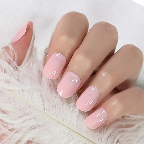 Miniatura 6 de Uñas postizas de gel UV rosa brillante, uñas postizas a presión, uñas cortas y redondas, arte de manicura reutilizable en casa, para mujeres,