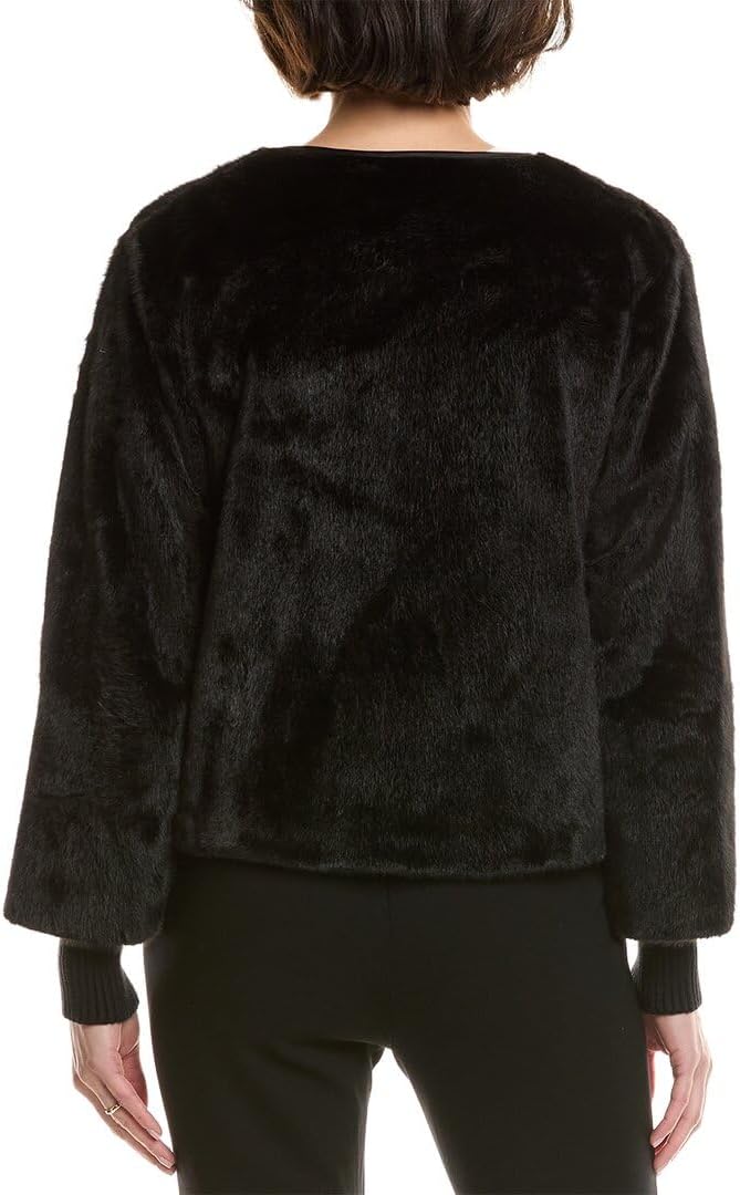 TAHARI T Womens Vegan-Fur Jacket, Black, XS