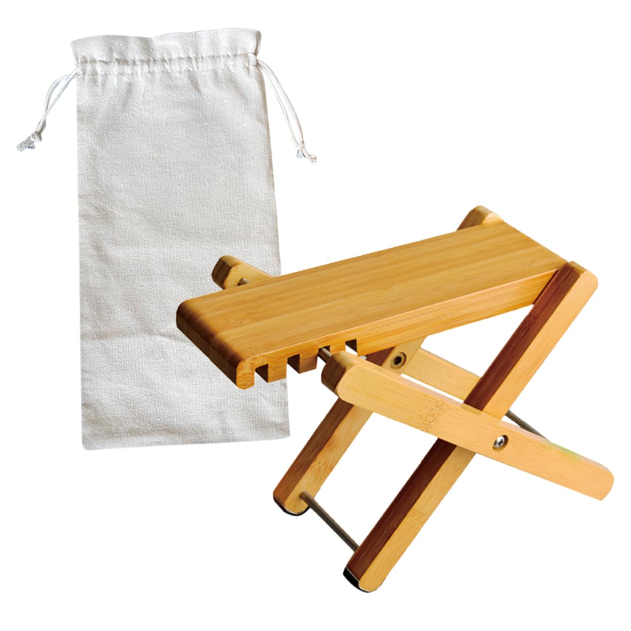 HEMOTON Poggiapiedi per Chitarra Pieghevole in Legno Sgabello Portatile Regolabile con Borsa Tessuto per Chitarristi, Salotto Ufficio