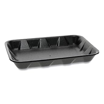 Pactiv Foam 4D Supermarket Tray Black, 8.5" Length x 7" Width x 1.25" Depth | 500/Case