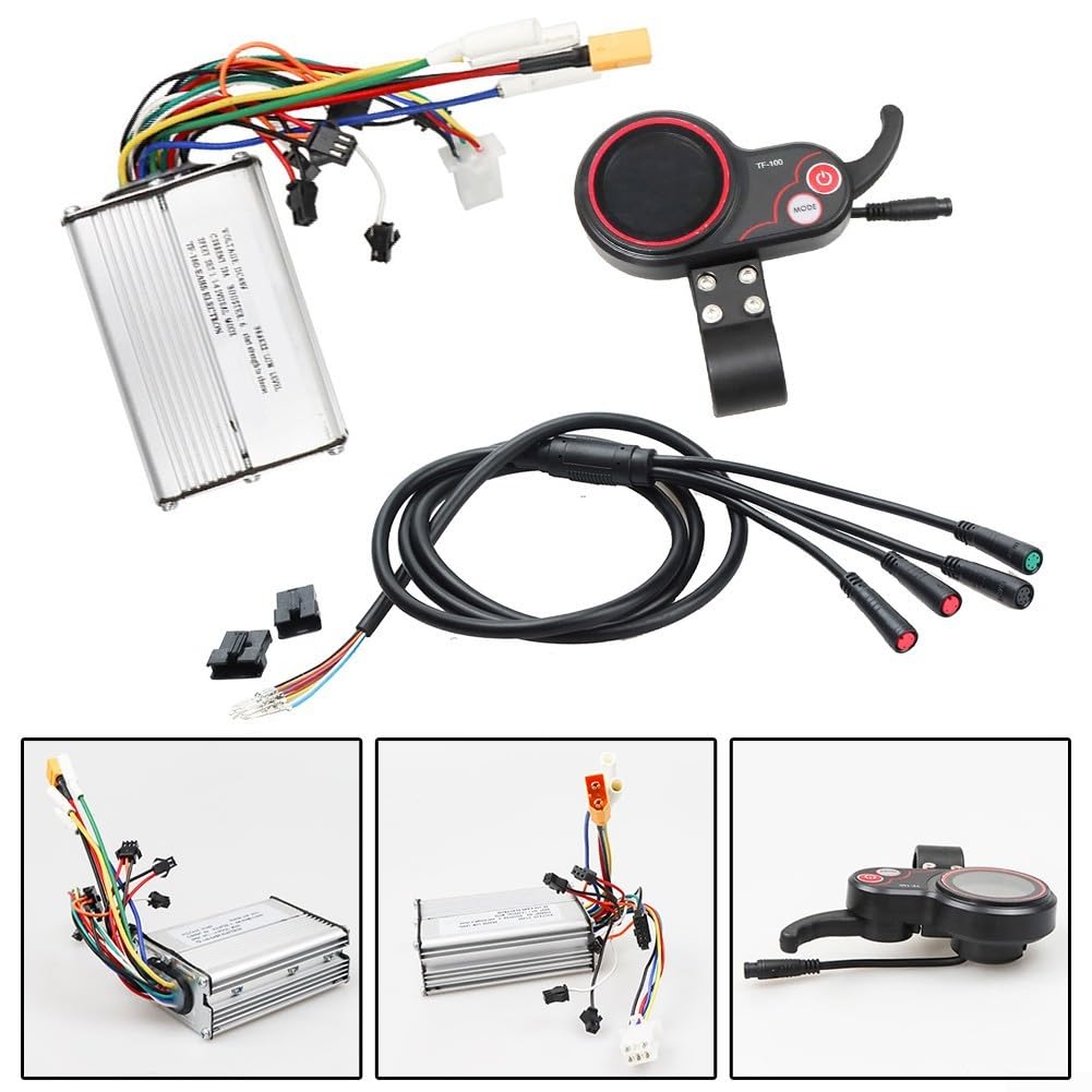 Oniissy Contrôleur de scooter électrique 48 V 20 A, boîtier en alliage d'aluminium avec kit de câbles, compatible avec les modèles M4 PRO 25,4 cm (kit 3 en 1 48 V 20 A)