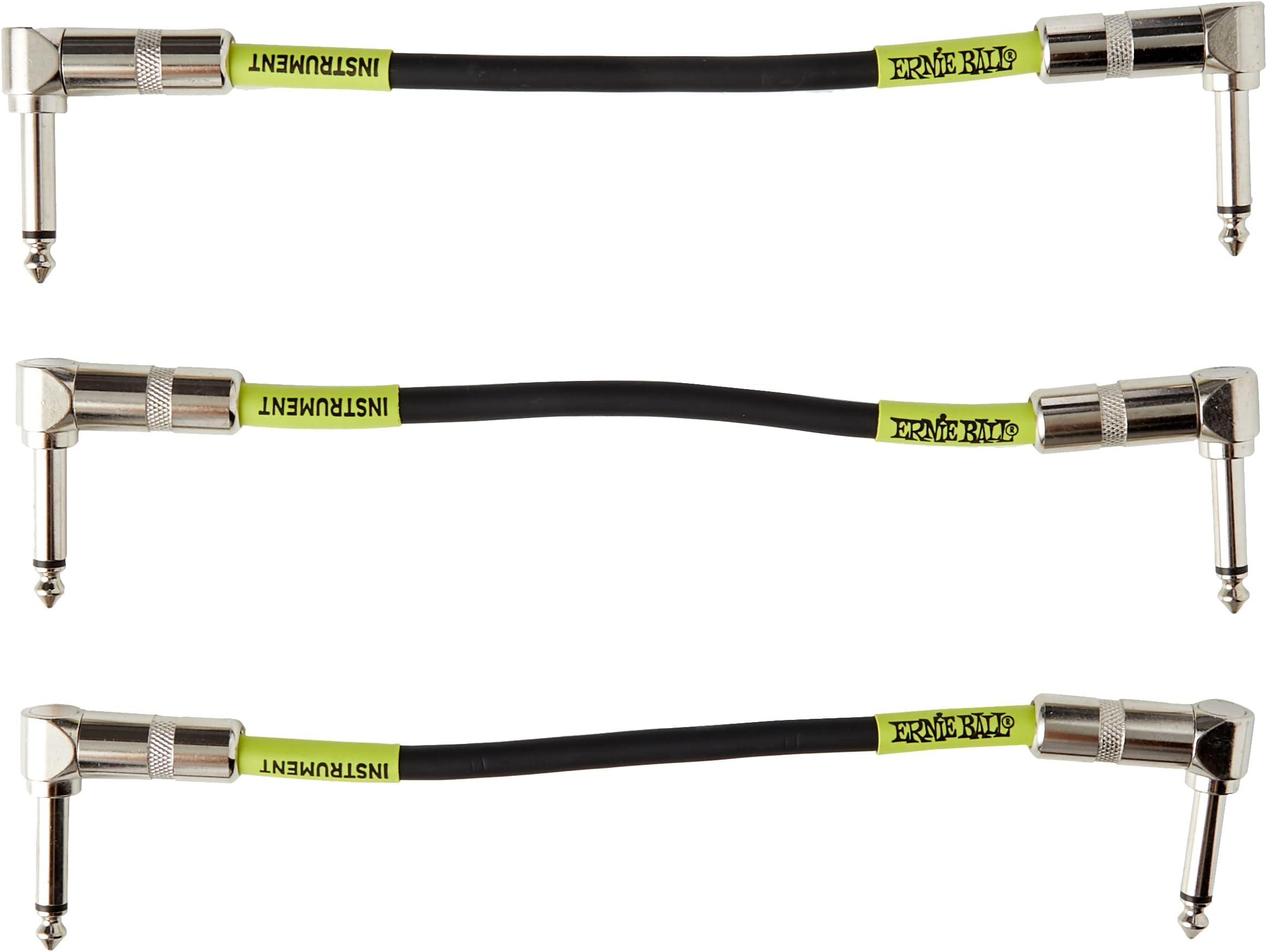 6050 Ernieball 6" Angle/Angle Patch Cable 3-Pack Black