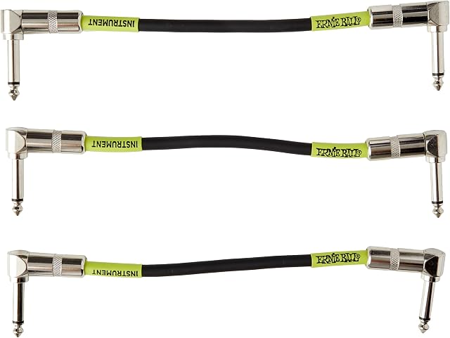Ernie Ball 6 inch Angle / Angle Patch Cable 3-Pack - Black