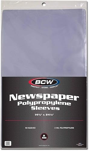 Miniatura 2 de BCW Fundas de periódico de 16 x 24 pulgadas (50 unidades), sin ácidos, protectores de hojas de calidad de archivo para periódicos coleccionables,