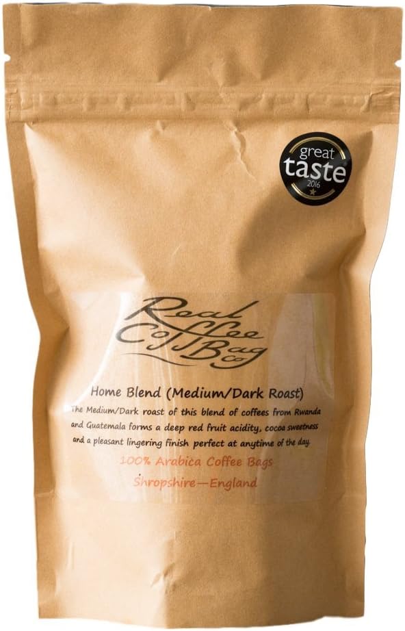 Home Blend Medium/Dark Roasted Arabica Fresh Ground Coffee Bags (25 Bags) - 225 g by Real Coffee Bag Co.