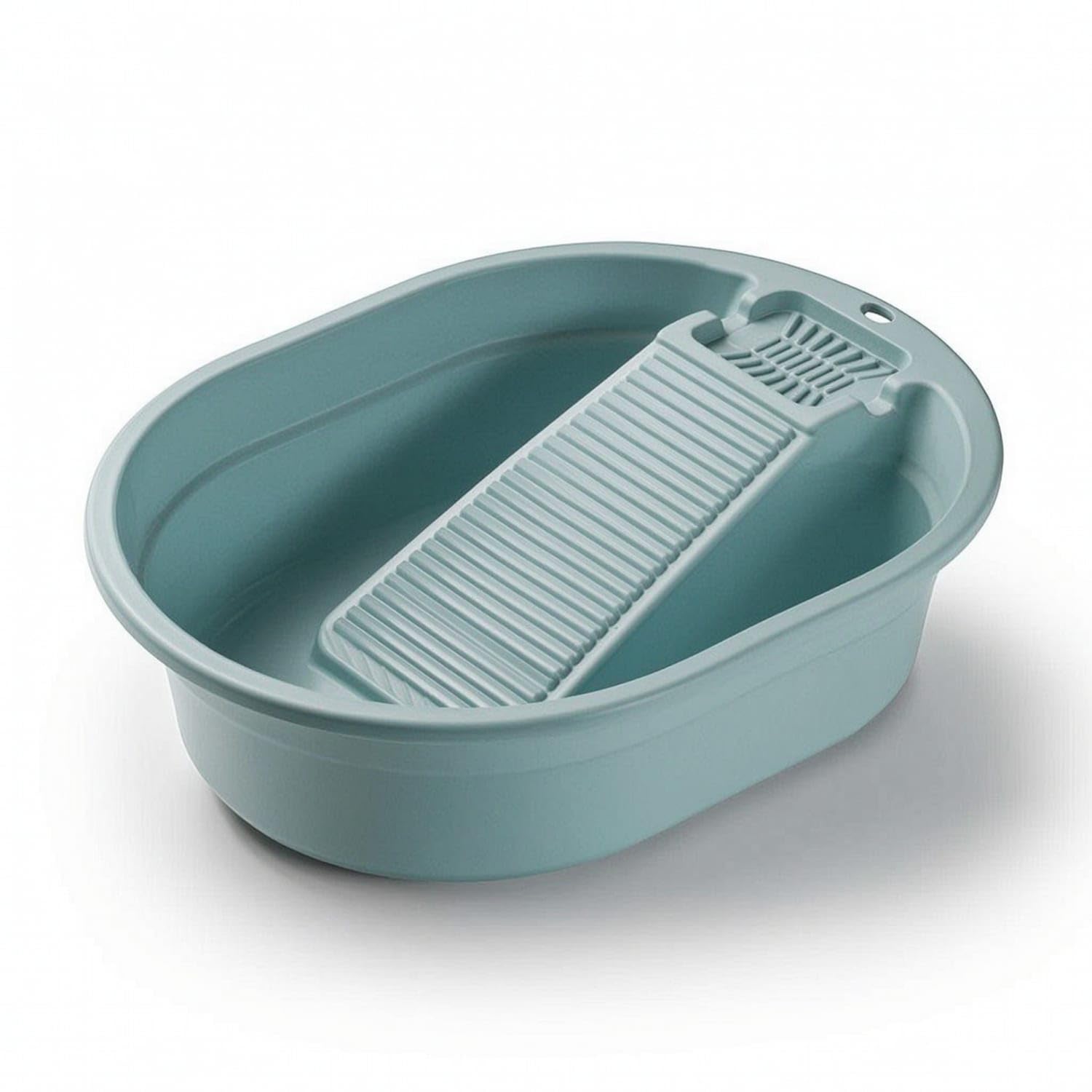 ABS Laundry Basin with Washboard Compact Washboard Basin Thickened Wash Tub with Scrubber Long-Lasting for Students, Renters, Dorm Rooms, Apartments, Cyan-picture-22