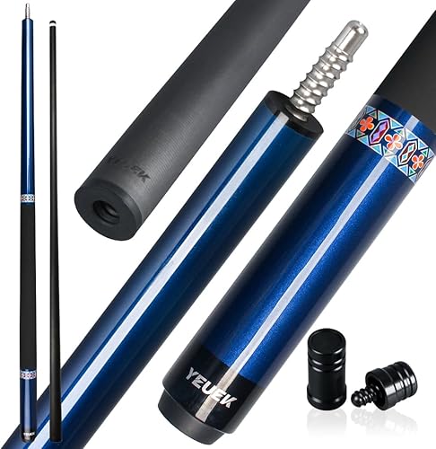 Miniatura 12 de Taco de piscina de fibra de carbono con punta de 0.492 in, baja desviación, palos de billar con 3/8 x 8 pines, palo de taco profesional de 58