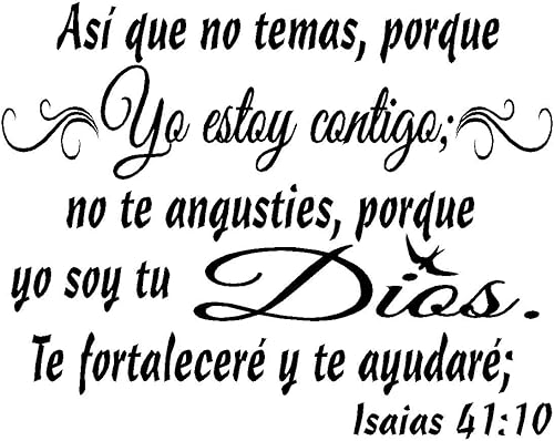 byyoursidedecal Calcomanías de pared españolas decorativas para pared yo Soy tu Dios. Isaías 41:10 Mensajes textos biblicos decorativos en español