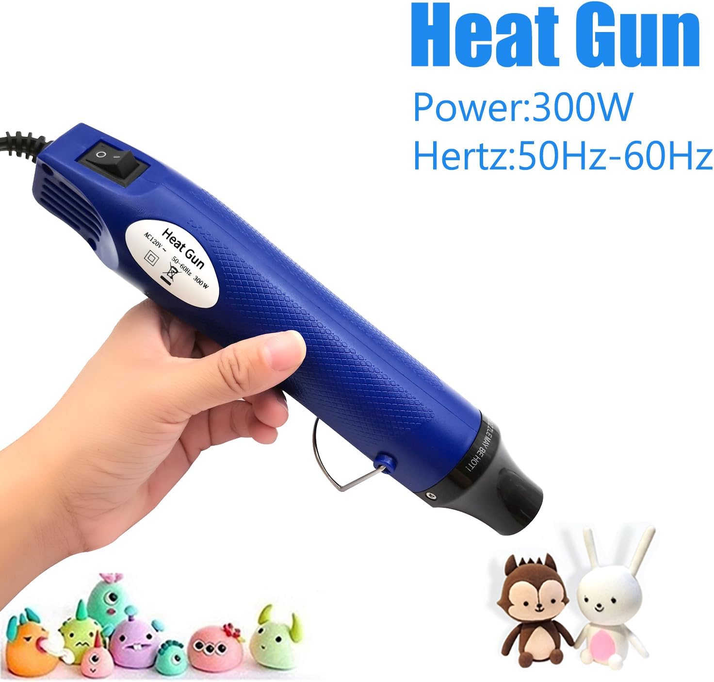 Heat Gun, Mini Hot Air Gun for DIY Crafts Portable Heat Air Gun Tool for Embossing Shrink Wrapping Drying Paint Blue