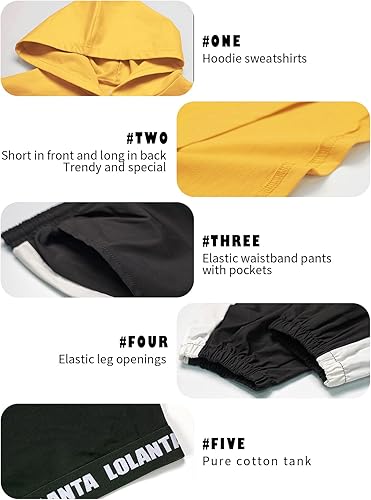 Miniatura 3 de LOLANTA Conjunto de 3 piezas para niñas, sudadera corta con capucha y pantalones deportivos, hip hop, jazz, danza callejera, monopatín