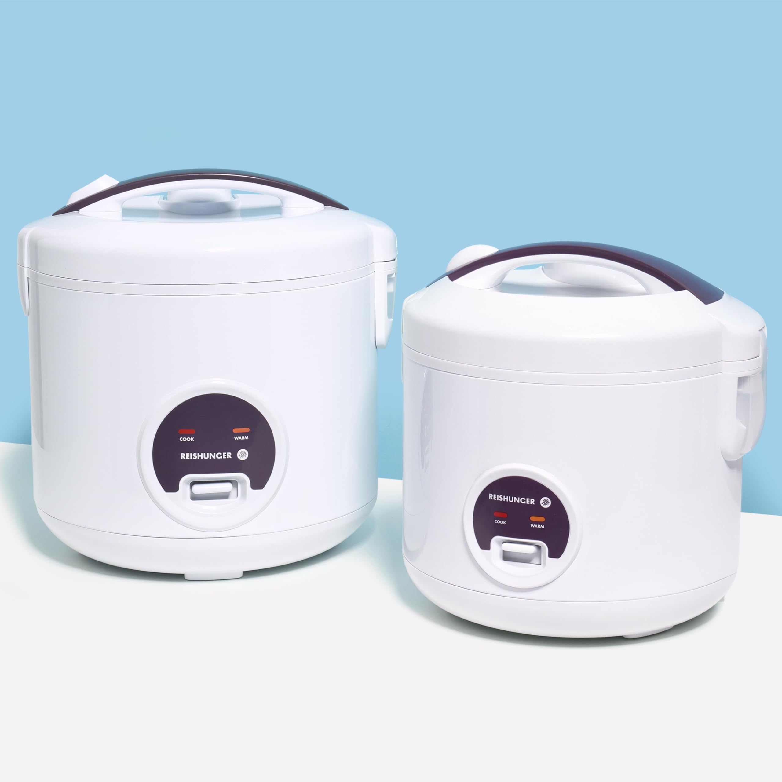 Reishunger Cuociriso Elettrico e Vaporiera con Funzione di Mantenimento del Caldo, Bianco - Per 1-6 Persone - Preparazione Rapida Senza Bruciature - Rivestimento Ceramico