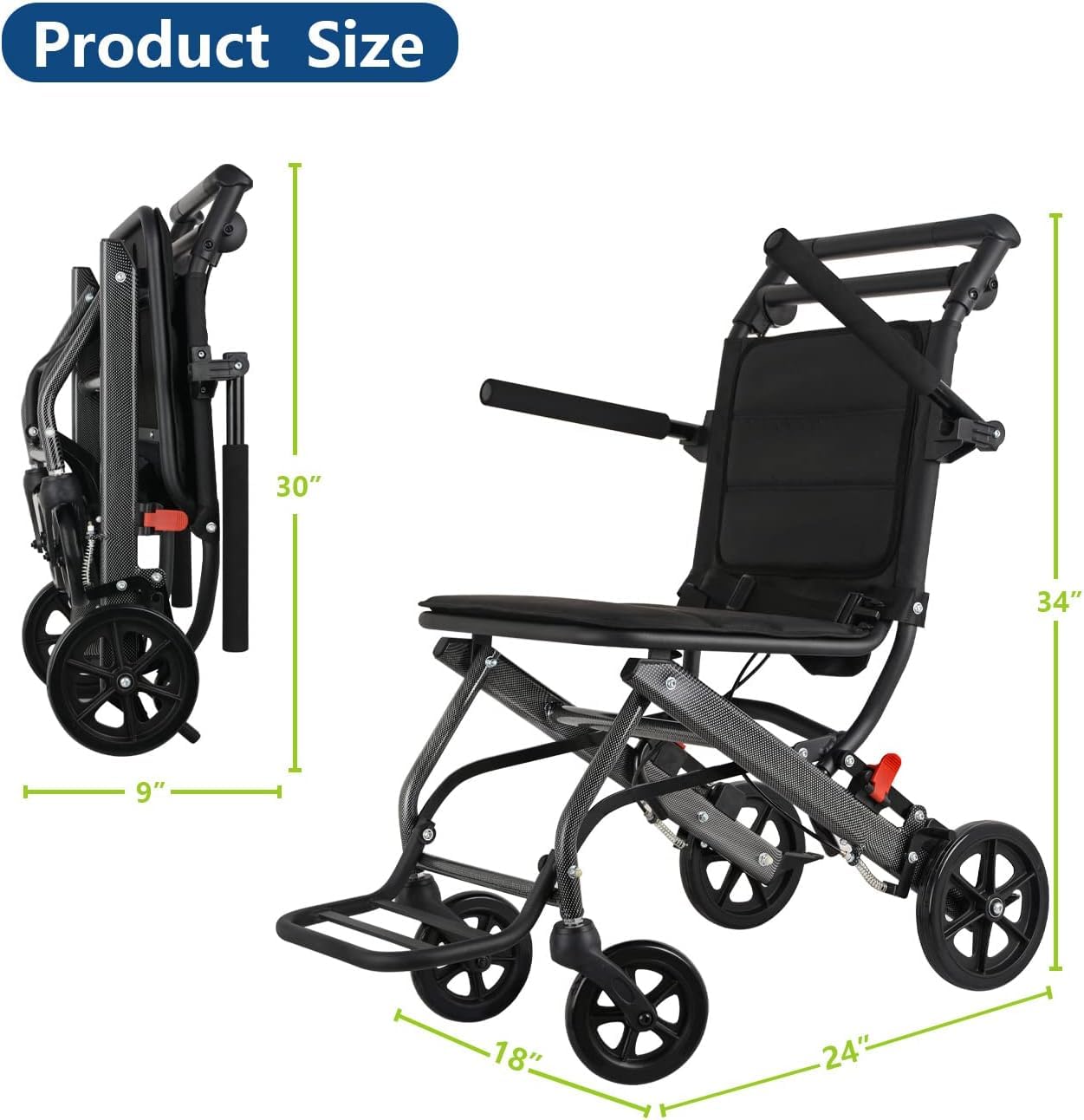 Rollstuhl Ultra Leichter Rollstuhl Tragbar Faltbar Transport Reisen Rollstuhl Faltbar Transport Rollstuhl mit Handbremse rollstühle