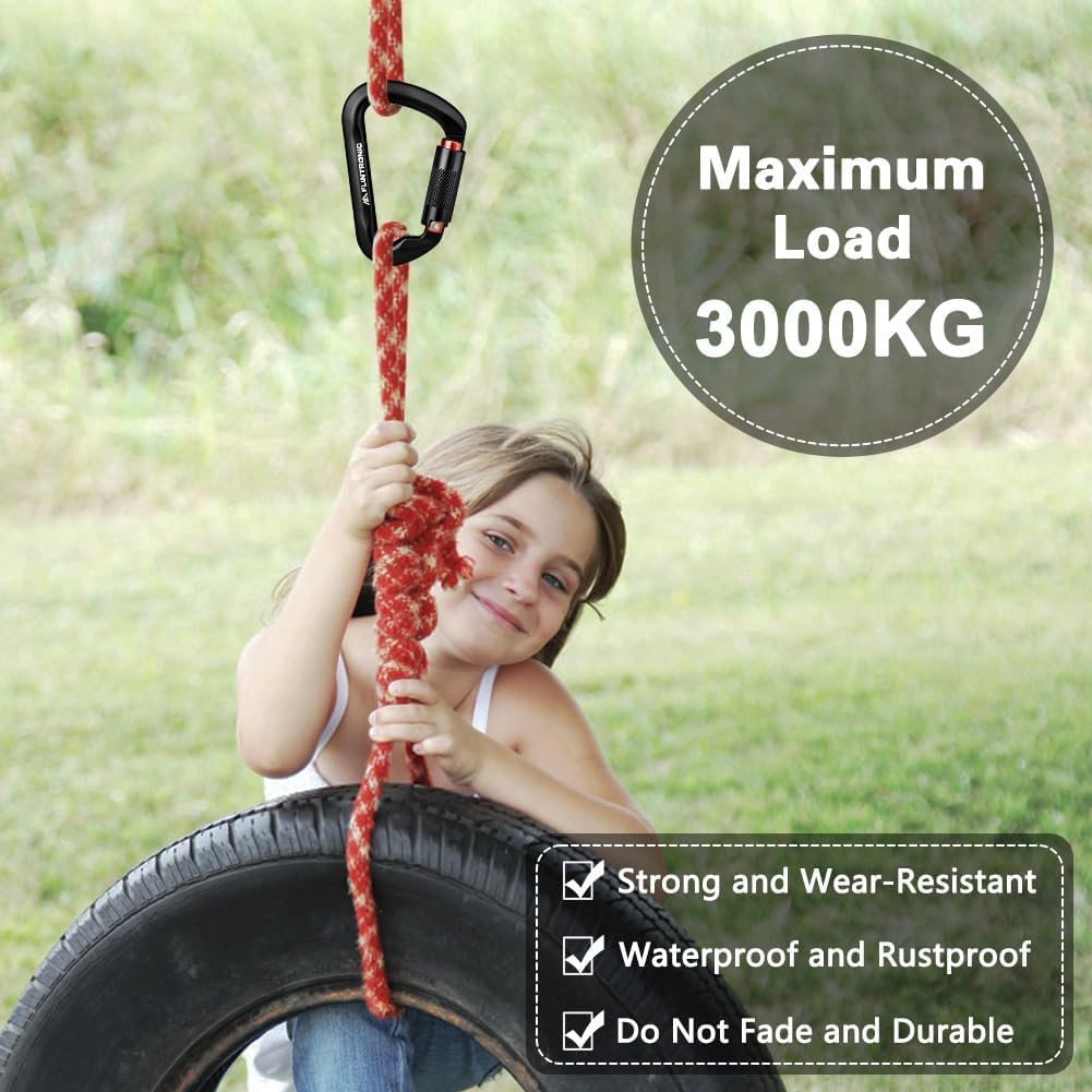 Flintronic Mosquetones de Bloqueo, 12KN/25KN/30KN Mosquetón de Aluminio Resistente, Mosquetón con Cierre de Resorte, Llaverode Montañismo Deportivo al Aire Libre, para Llaveros, Acampadas, Pesca — view 2