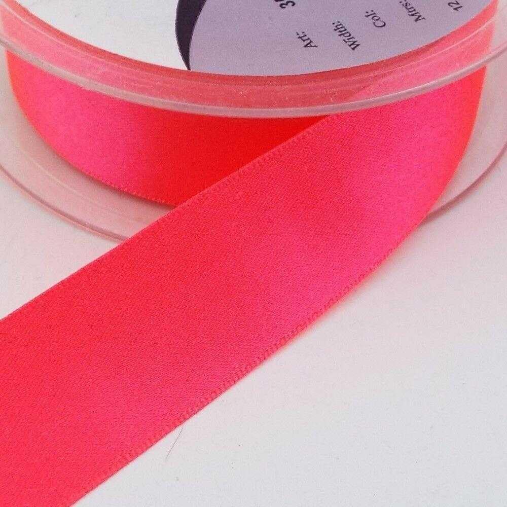 Fluorescent Satin Ribbon Neon 104D, Neon Red Florescent, 25mm 8m
