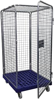 Abschließbare Rollbox, Traglast 500 kg, BxTxH 720x810x1200 mm, Bodenplatte aus HDPE, RAL 5012 lichtblau