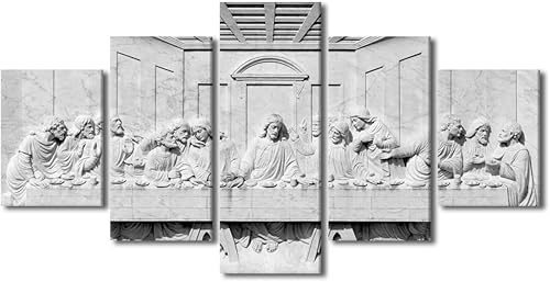 TUMOVO Lienzo decorativo para dormitorio, póster e impresiones de la última cena, 5 paneles, arte de pared rústico, decoración moderna para el