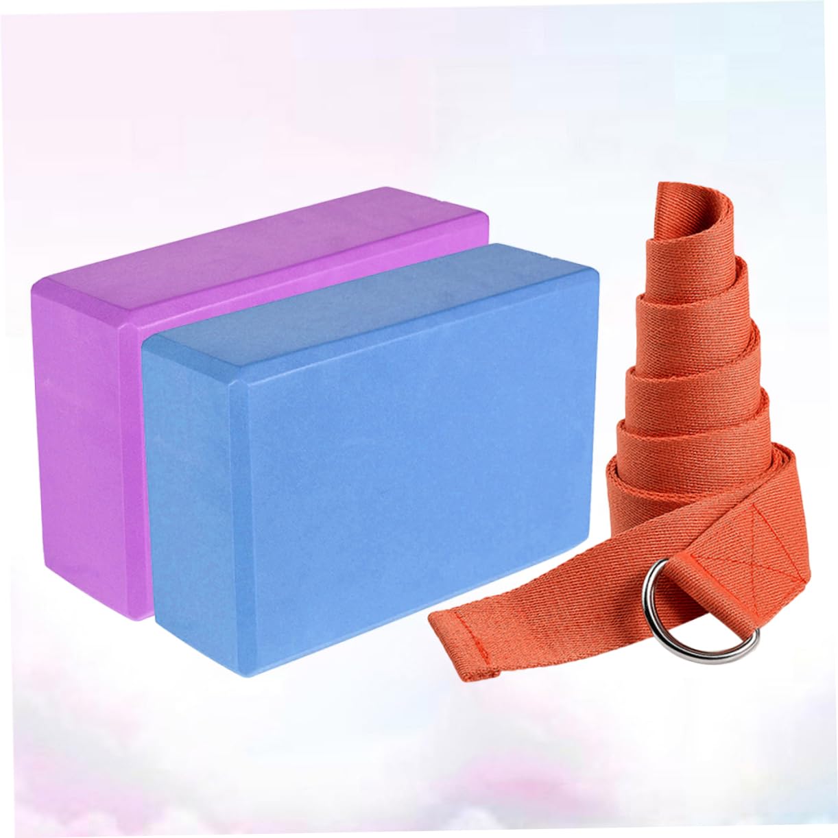 POPETPOP 1set Mattoncini Per Yoga Eva Con Cinghia Di Stretching Blocchi Antiscivolo Per Allenamento Flessibilità e Meditazione Colore Casual