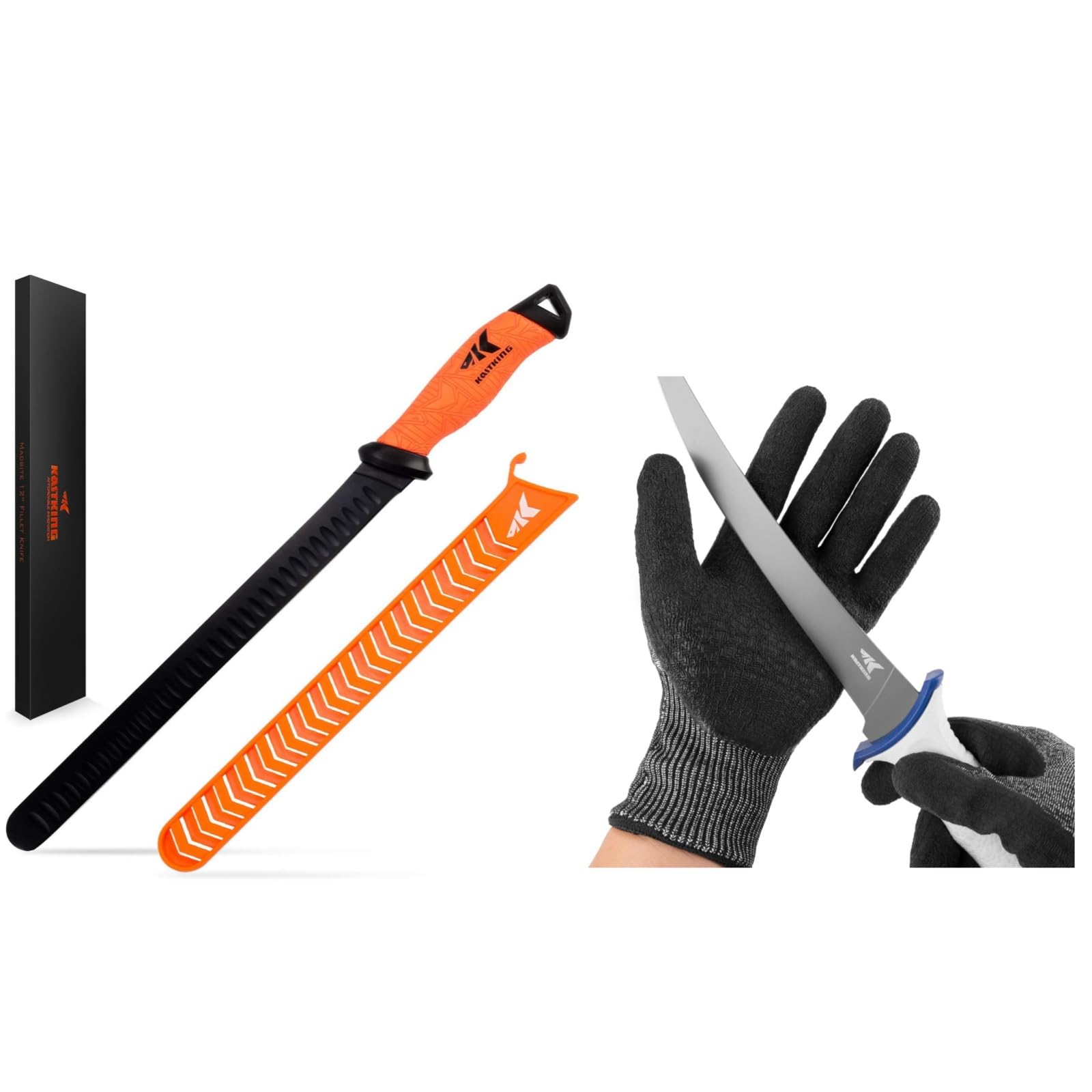 KastKing Speed Demon Pro 12 inch Slicing Knife and Kut Safe Fillet Gloves