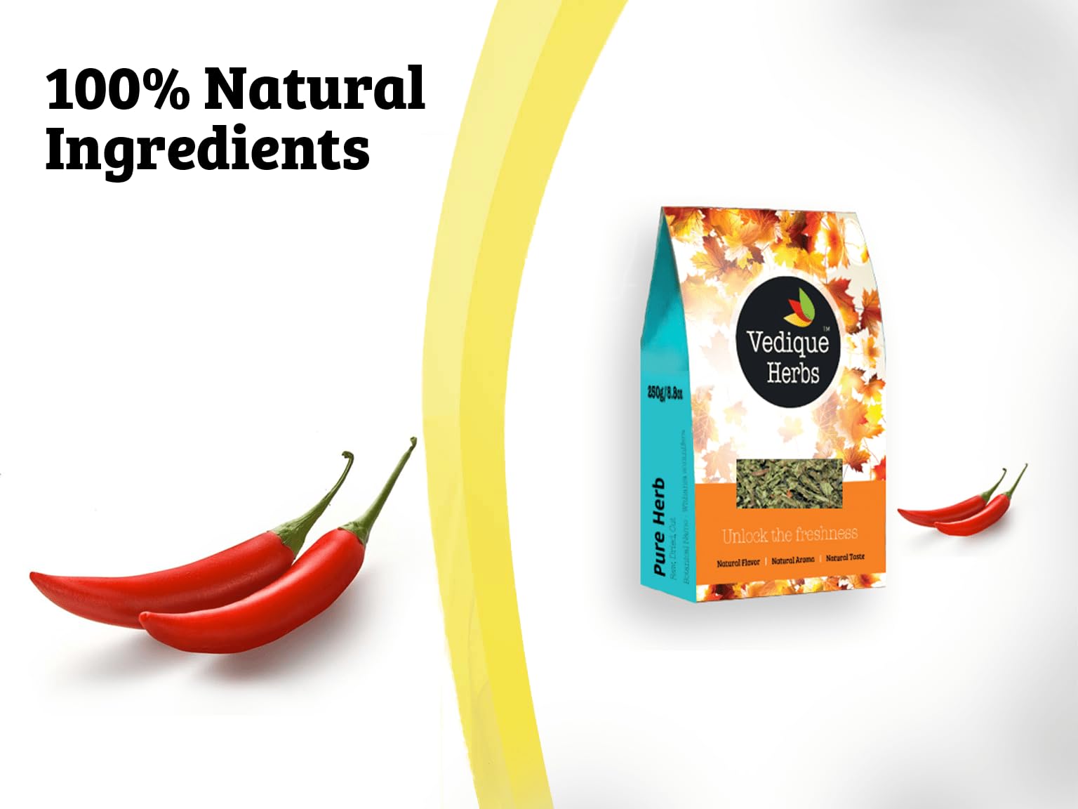 VEDIQUE HERBS Cayenne-Pfeffer (Capsicum frutescens) – 250 g | roh, roh, getrocknet | T-Schnitt | Premium-Qualität