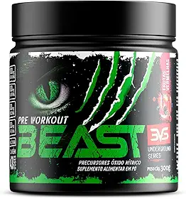3VS Nutrition Pré-Treino Beast 300g Sabor Frutas Vermelhas · Cafeína 200mg + L-Arginina + Taurina · 43 doses