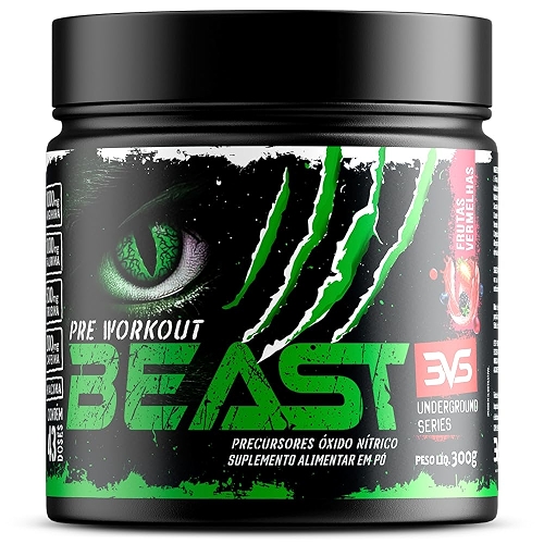 3VS Nutrition Pré-Treino Beast 300g Sabor Frutas Vermelhas · Cafeína 200mg + L-Arginina + Taurina · 43 doses 3VS Nutrition Pré-Treino Beast 300g Sabor Frutas Vermelhas · Cafeína 200mg + L-Arginina + Taurina · 43 doses