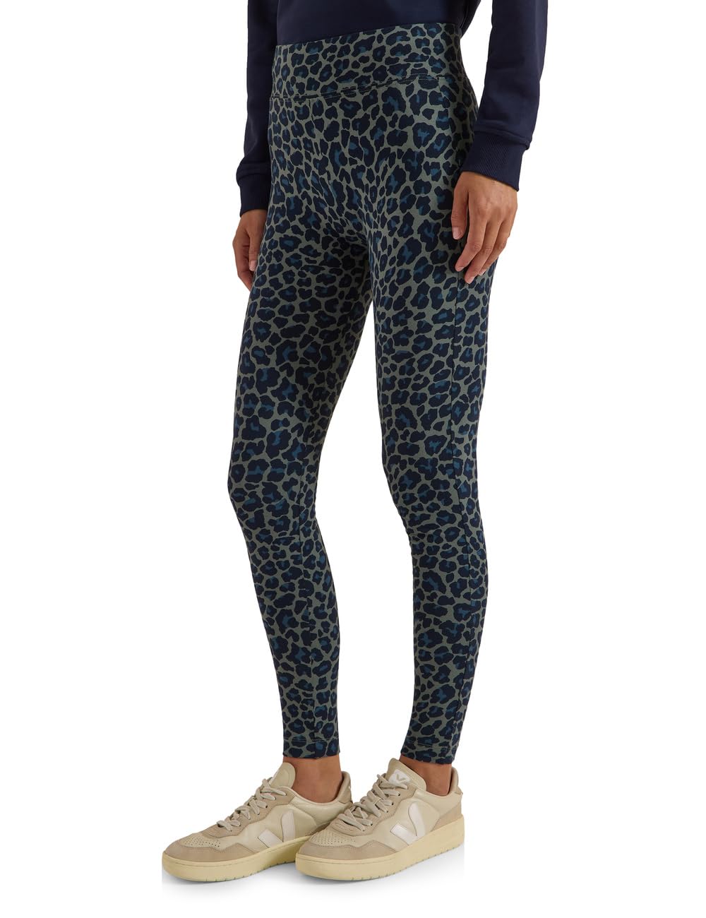 Cecil Ladies Leo Print Leggings 3818988, Dried Olive Green, XL