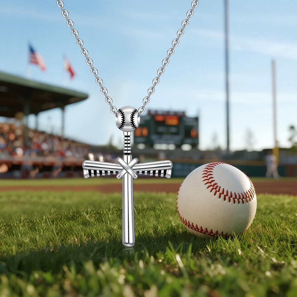 Baseball Necklace for Men Women Sterling Silver Baseball Cross Necklaces Softball Cross Sports Pendant Jewelry Gifts - Image 5