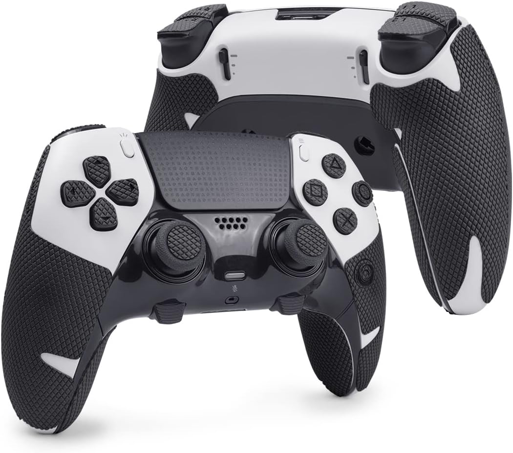 TALONGAMES Controller Grips Compatible with PlayStation 5 DualSense Edge, Anti-Slip, Sweat-Absorbent, Textured Skin kit, for PS5 Controllers Handle Grips, Buttons, Triggers, D-pad (Pro - Black)