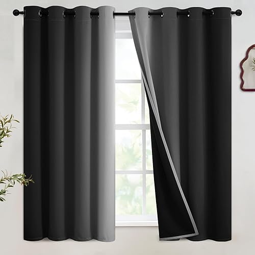 Miniatura 72 de SimpleHome Cortinas gruesas con aislamiento térmico y ojales, bloqueo de luz para oscurecer sala, dormitorio, 2 paneles, 52 x 72 pulgadas de largo,