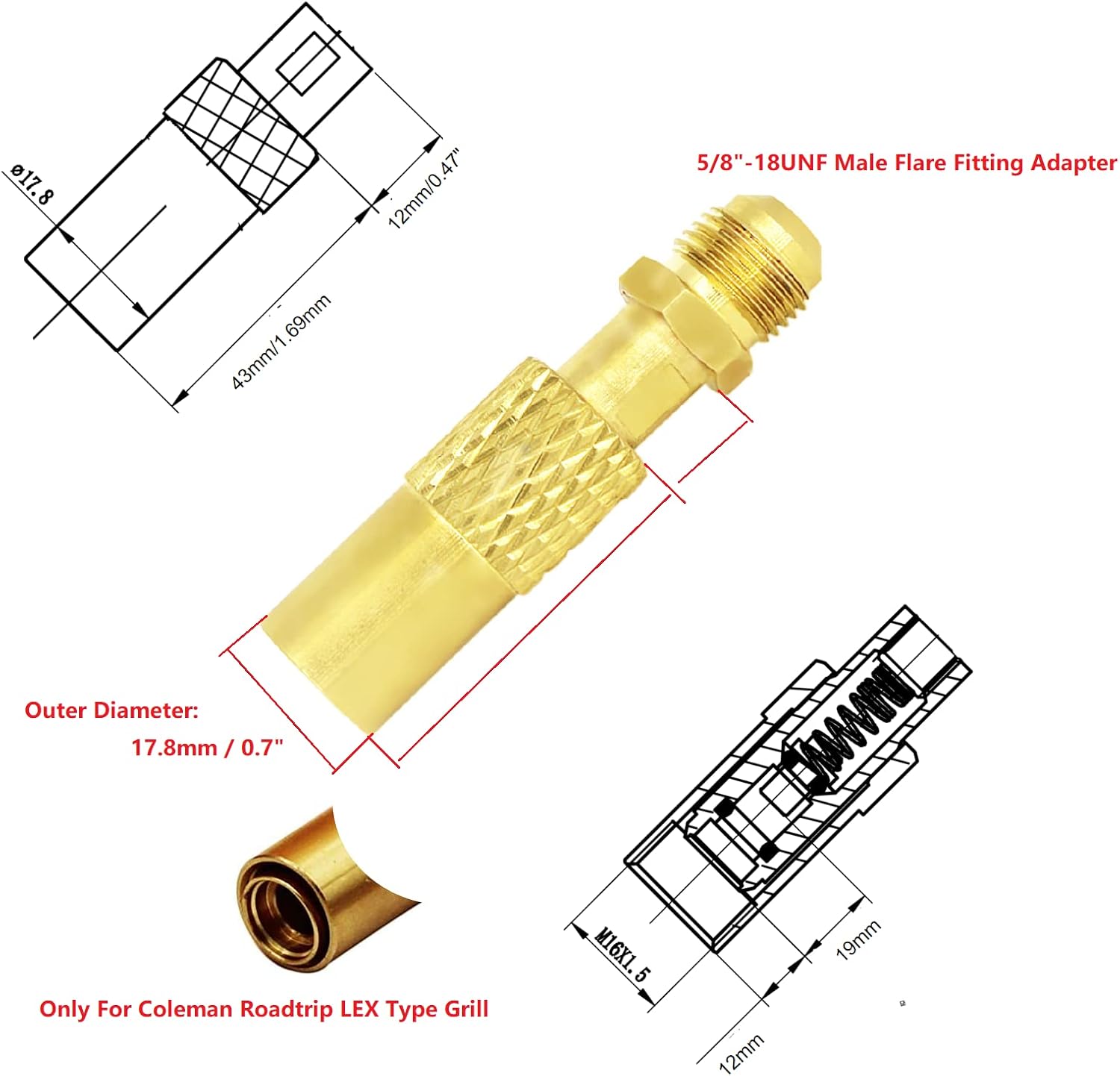 MCAMPAS 5 Feet Propane Adapter Hose with Regulator Only for Coleman Roadtrip LXE Portable Grill,Replacement Parts Connect to 5lb -20 lb Large Propane Tank