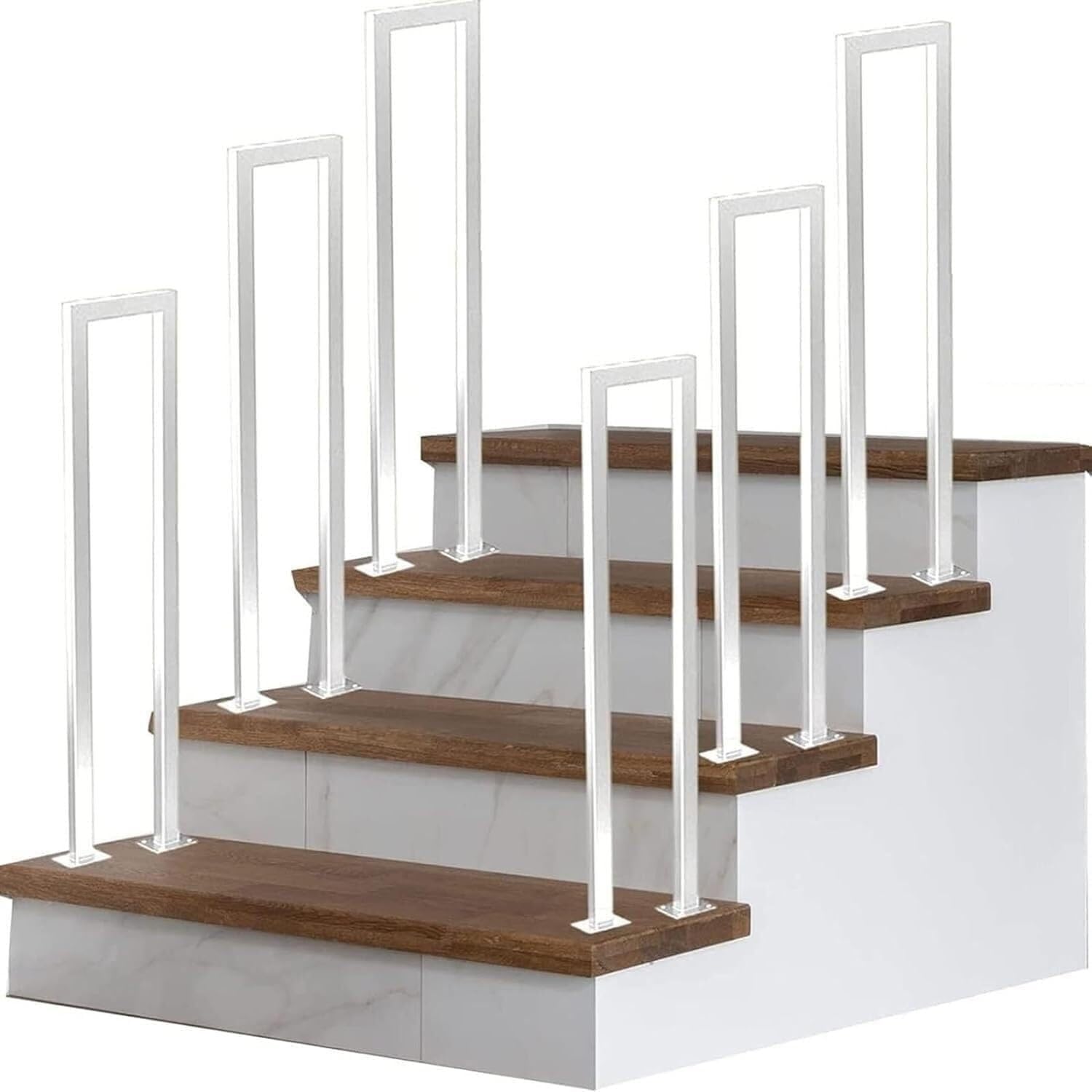 U-Shaped Stairs Handrail, 1.1/1.4/1.8/2.1/2.4/2.7/2.9/3.1/3.3ft Stair Railing Indoor, Non-Slip Wrought Iron Step Railing, for Porch, Loft, Corridor, Garden Fence Armrest(White,55CM/1.8FT)