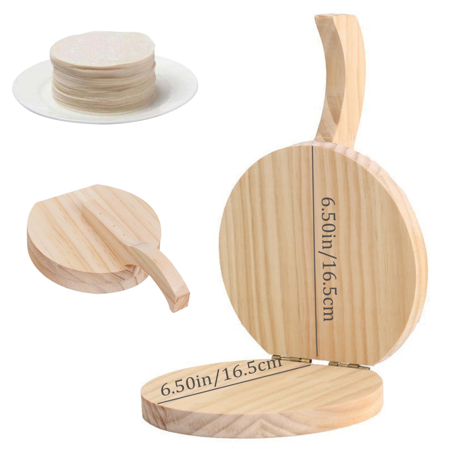Tortilla Press Natural Wooden Tortilla Press 6.5 '' Press de tortilla redonda con tortillera mexicana casera, Roti, Chapati, Taco, Pataconera