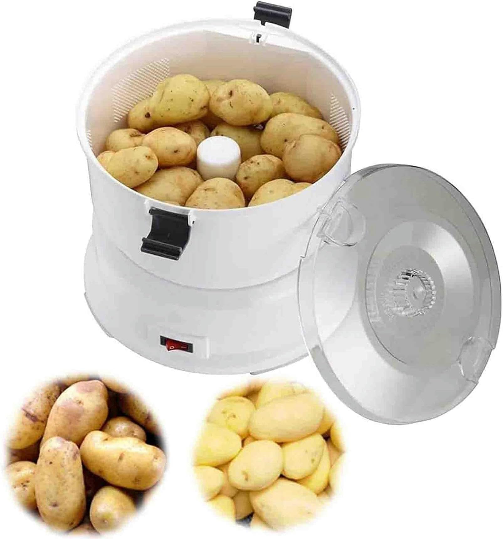 Pelador Giratorio Multifuncional, pelador de Patatas eléctrico táctil, Herramienta peladora de Verduras rápida para Cocina y centrifugador de Ensalada (B)