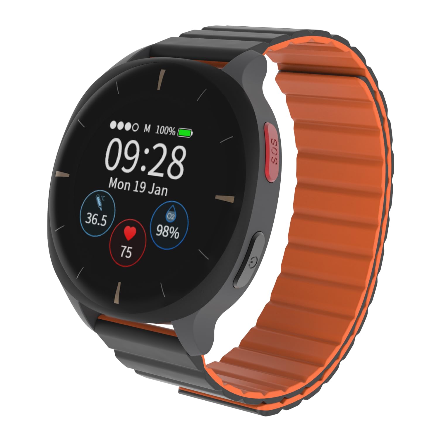 AUDAR E2 - Senior Health Smartwatch with Fall Detection SOS GPS for Family Safety 24 7 Heart Rate