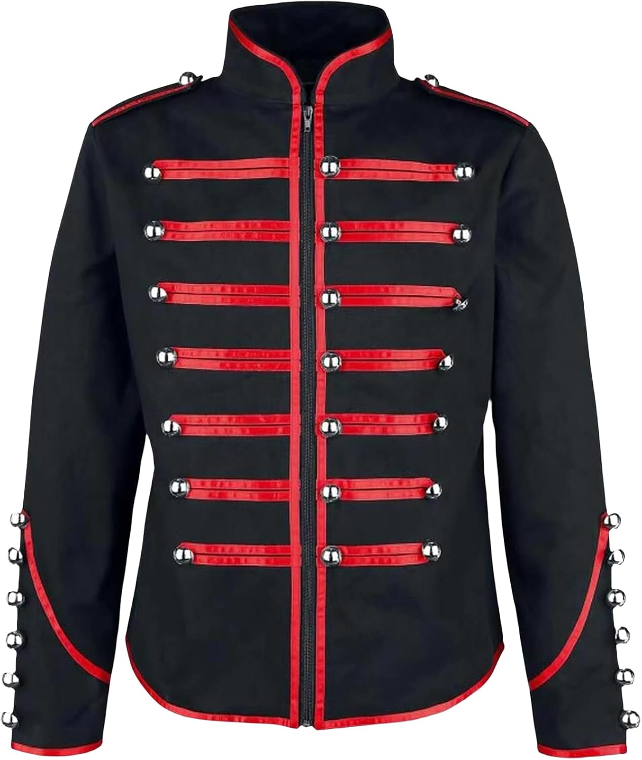 Mens Steampunk Gothic Jacket Gold Hussar Parade for Emo Punk and Military Drummer Style Gothic Clothing