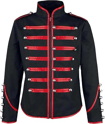 Mens Steampunk Gothic Jacket Gold Hussar Parade for Emo Punk and Military Drummer Style Gothic Clothing