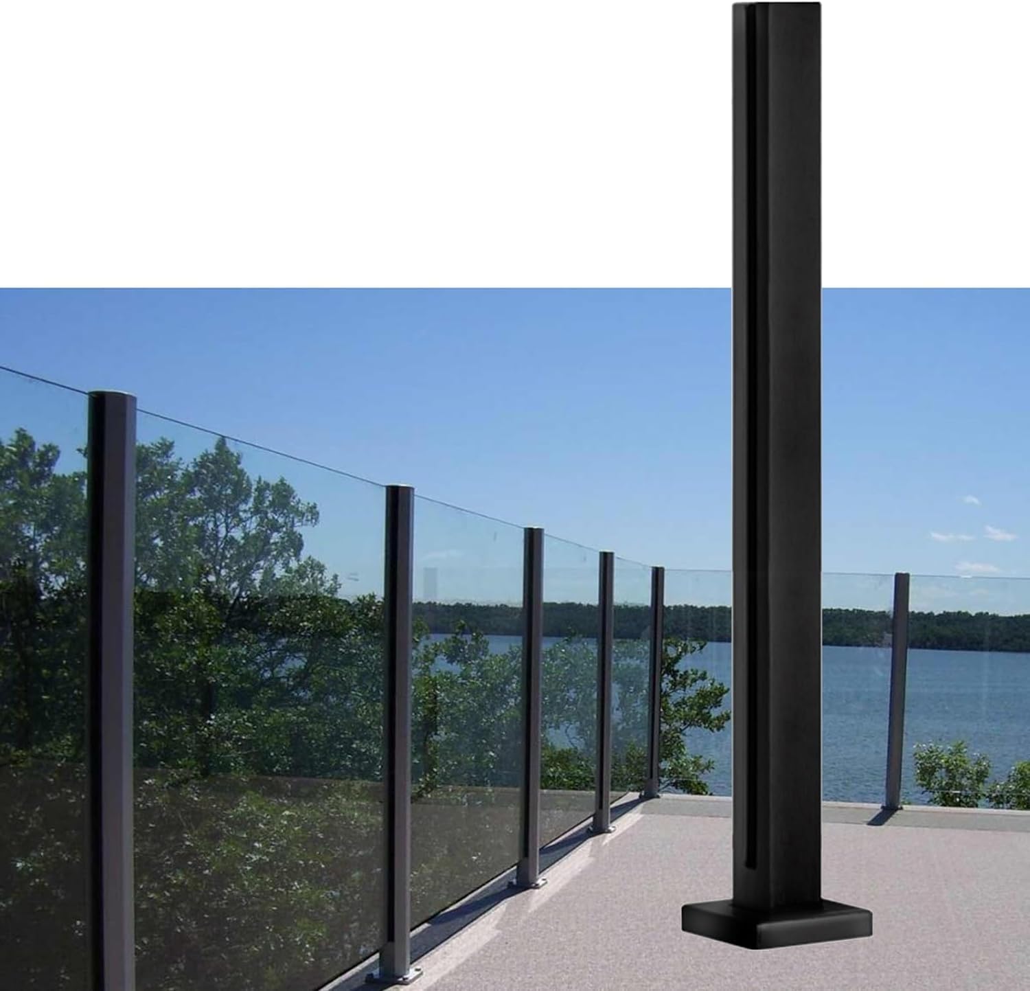 Garde-corps en verre noir de 85cm pour escalier et clôture de piscine